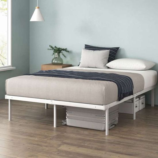 Cadre De Lit Zinus Elias 140x190 Cm | Métal Avec Lattes Métalliques | Hauteur 35,5 Cm | Facile à Assembler - Garantie 5 Ans