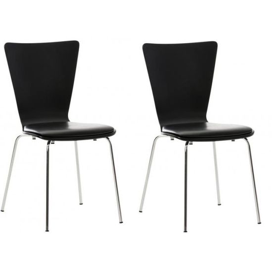 2x chaises de cuisine en bois noir avec assise rembourrée en simili