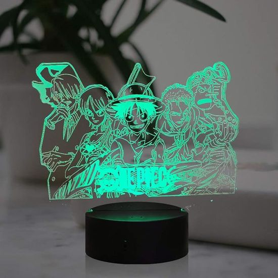 Lampe Manga 3D,Luffy Anime Figure Sanji Zoro Usopp Groupe Veilleuse