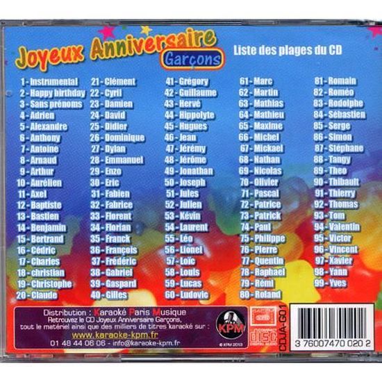 Cd Joyeux Anniversaire 96 Prenoms Garcons Cdiscount