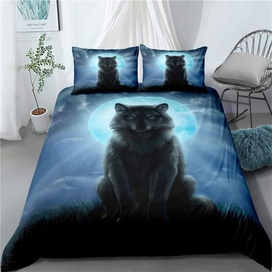 Housse De Couette 220x240 Cm WZSZSA Avec Motif 3D Berger Allemand - Parure Lit 3 Pièces Microfibre Avec Fermeture éclair Et 2 Taies 50x75 Cm