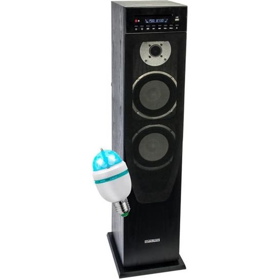 Enceinte colonne Amplifiée Hifi Surround amplifiée - 200W -Lecteur CD/USB/Bluetooth/Radio FM + Ampoule Mini Diams