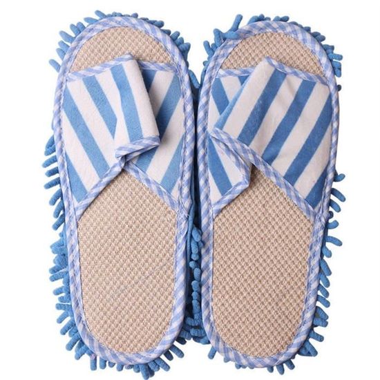 Chaussons De Nettoyage Avec Semelle Microfibre Amovible - Pantoufles Balais Pour Sols, Anti-poussière, Maison