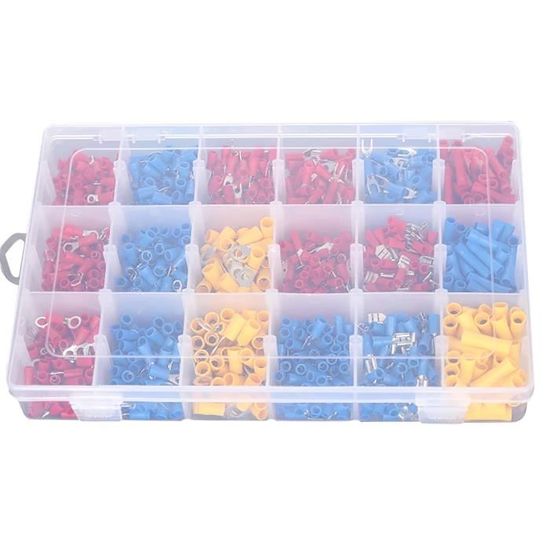 Kit De 250 Connecteurs électriques à Sertir - Assortiment Cosse, Anneau, Fourche Et épissure (rouge/bleu) - 9