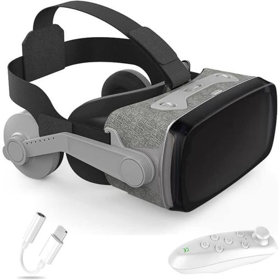 Casque Vr 3d Films Jeux Casque VR 2K HD Avec Télécommande - Réalité Virtuelle Compatible Smartphones 4.7-7 Pouces, Protection Yeux Bleue Lunettes VR