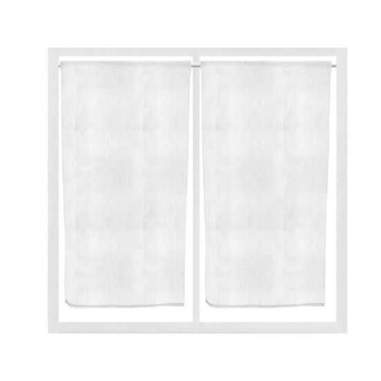 Lot De 2 Paires De Rideaux Brise-bise Décoratifs – Blanc, Motif Floral – Occasion