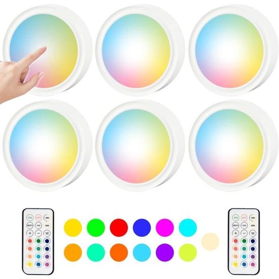 2 Lampes Puck LED Rechargeables - 13 Couleurs, Minuterie, Aimants | Pour Cuisine, Placard, Déco Ambiance