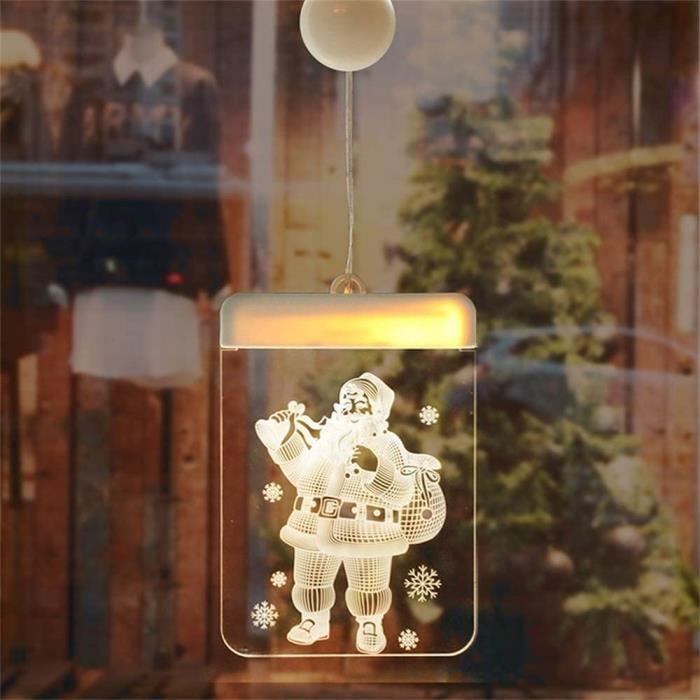 Décorations Lumineuses De Noël à Ventouse - Motifs LED (cloche, Sapin, Père Noël...), Piles AA, Pour Fenêtres Intérieur/extérieur - 14