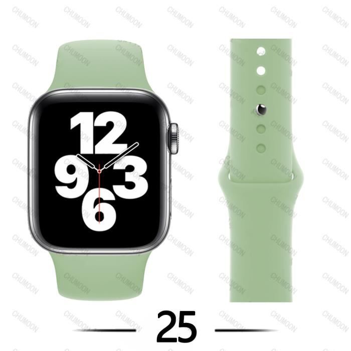 38 40 41mm SM - menthe - Bracelet en silicone pour Apple Watch, iWatch pour Apple watch 3 4 5 6 7 SE