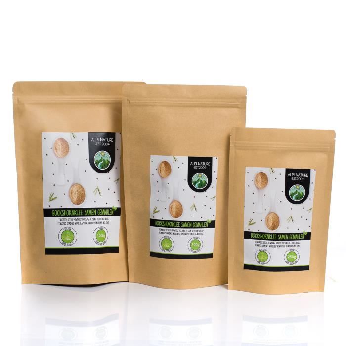 Fenugrec moulu (1kg), fenugrec en poudre 100% naturel, graines de fenugrec en poudre, bien entendu sans additifs, végétaliennes