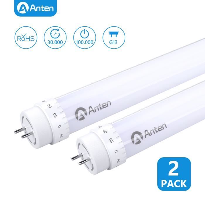 2×Anten Tube Néon LED 15W 90CM - tête d'éclairage rotative- Eclairage Plafonnier Tube Neon LED Blanc Chaud 3000K