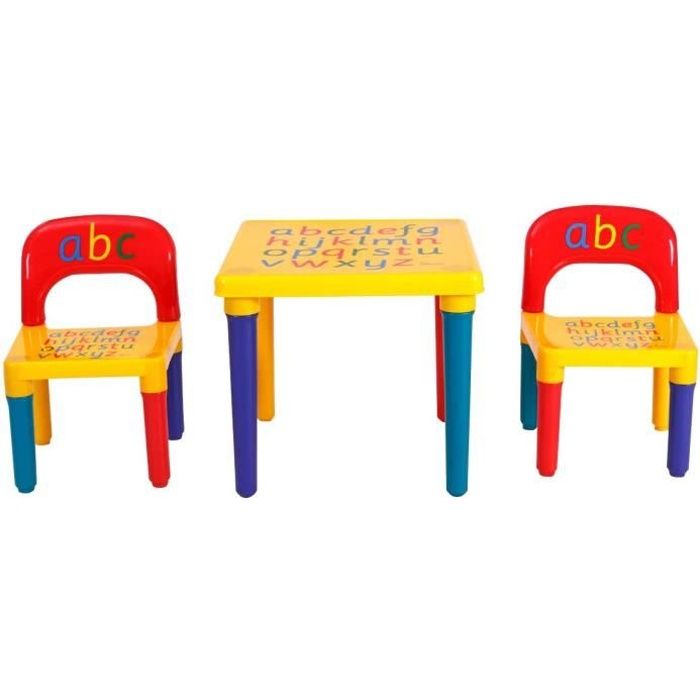 Ensemble Table et Chaises pour Enfants,Multifonctionnelles en Plastique pour Enfant avec Alphabets, Cadeau Educatif pour Enfant