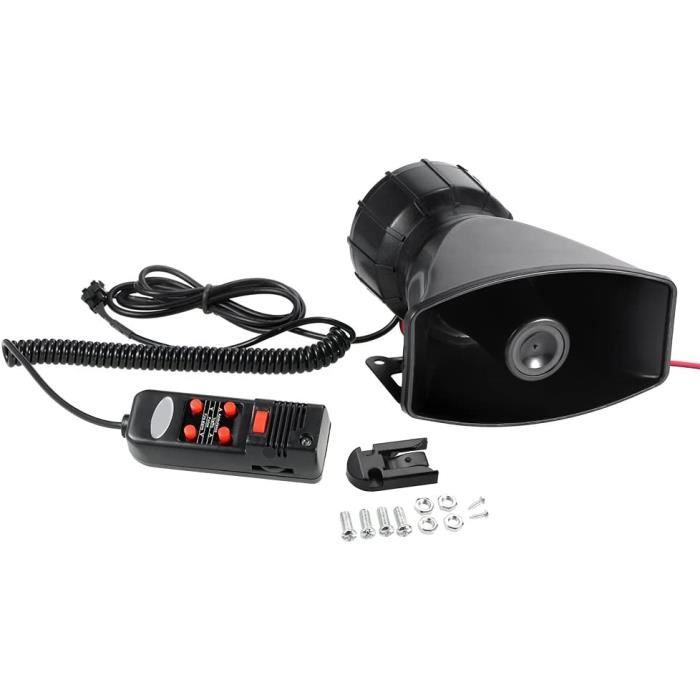 KKmoon 12V 60W Corne Haut-parleurLoud Speaker Sound 5 Alarme de Voiture Sirène de Police Incendie MIC de Sonorisation