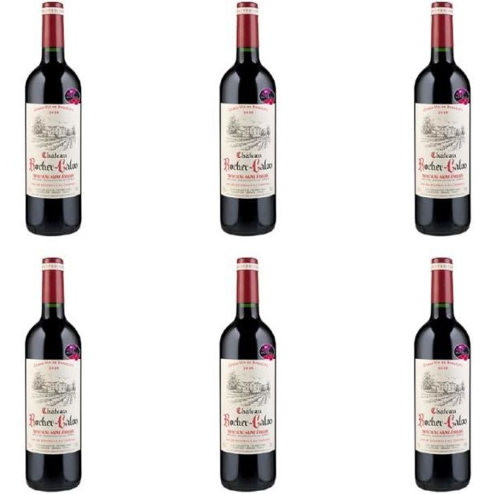 [Lot de 6] Vin Bordeaux Saint-Emilion Château Rocher-Calon - 75 cL la bouteille