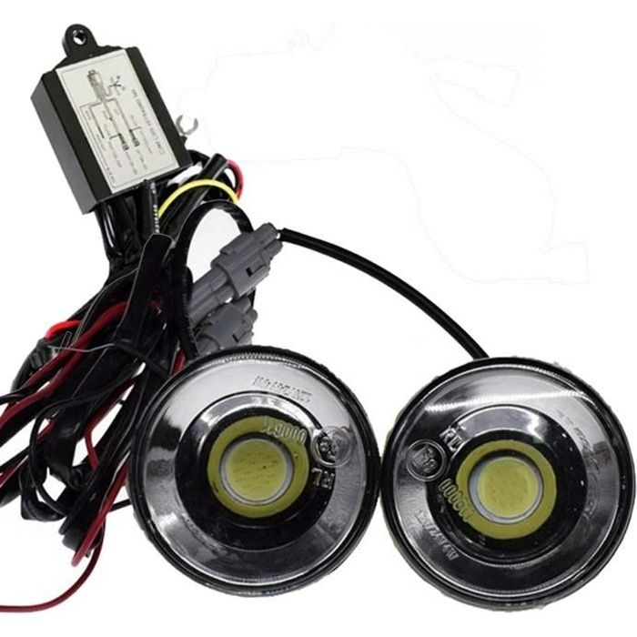VAWAR Feux diurnes, LED COB ronde, Version dimmable, LED lumineuse DRL, blanc 6000K, 12V DC, 8W, CE