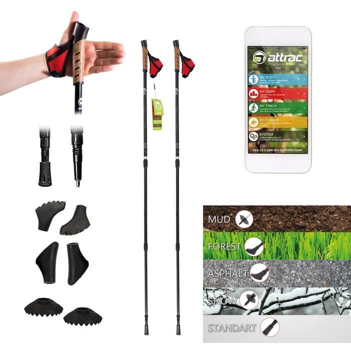 Bâtons de marche nordique Classic I Bâtons de trekking Télescope avec entraînement + Sport Équipement: Standard
