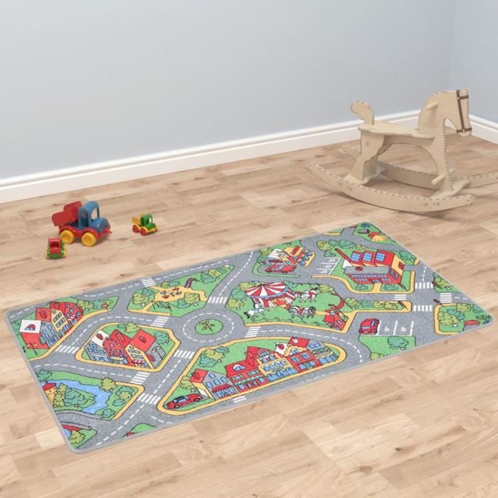 Tapis de jeu Poil à boucle 100 x 165 cm Motif de route de ville