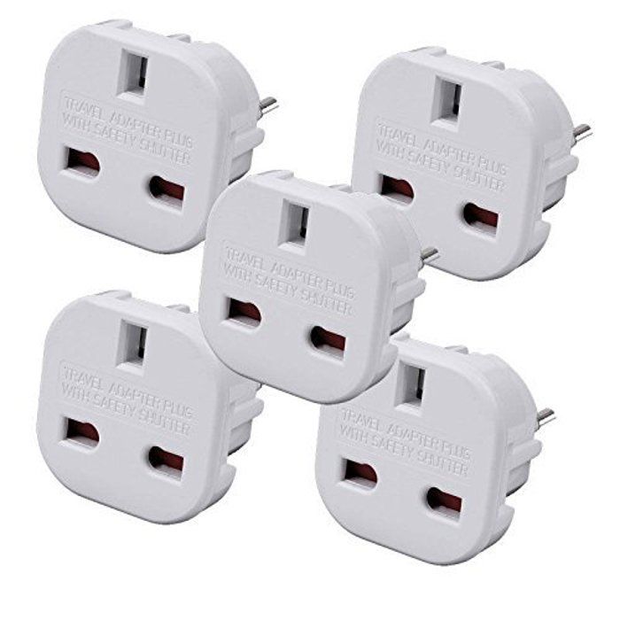 Adaptateur de voyage ampndash UK vers Euro UE Adaptateur Blanc Prise 2 broches européenne ampndash Lot de 5