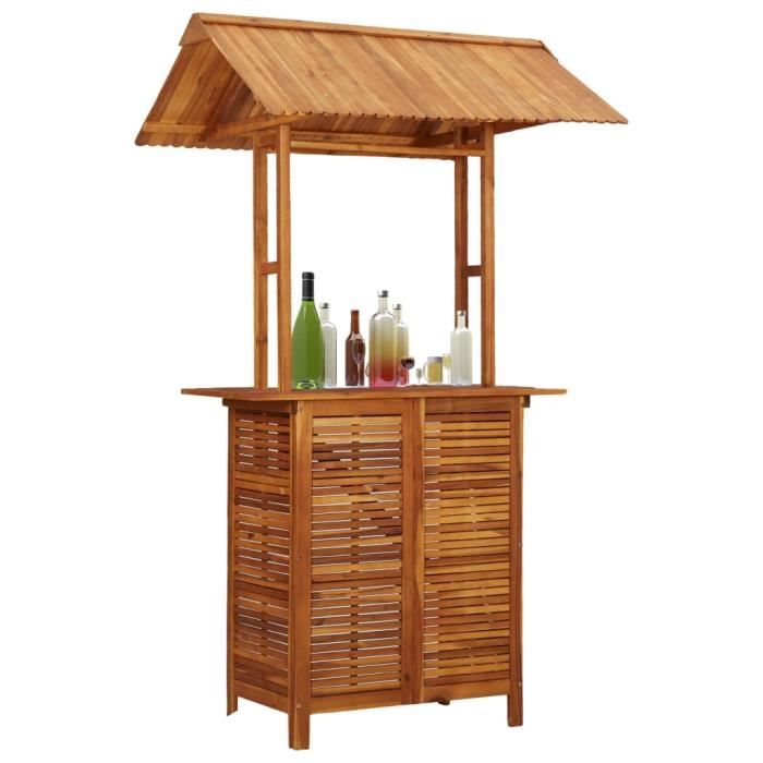 Magnifique Table bar de jardin Design - Table haute de bar - Table d'extérieur avec toit 122x106x217 cm Bois d'acacia @24913