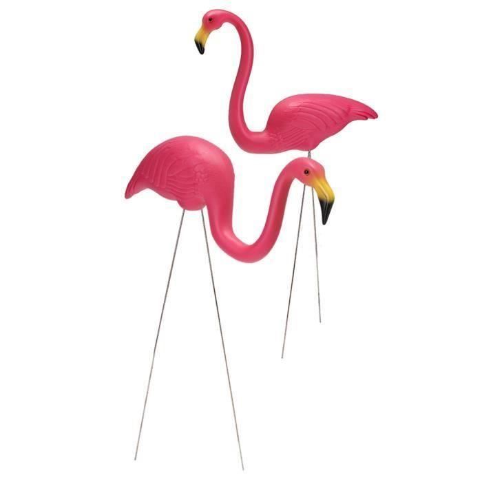 2X Oiseau Flamant Flamingo Figurine Pelouse Jardin Extérieur Ornament Décor Rose My17073