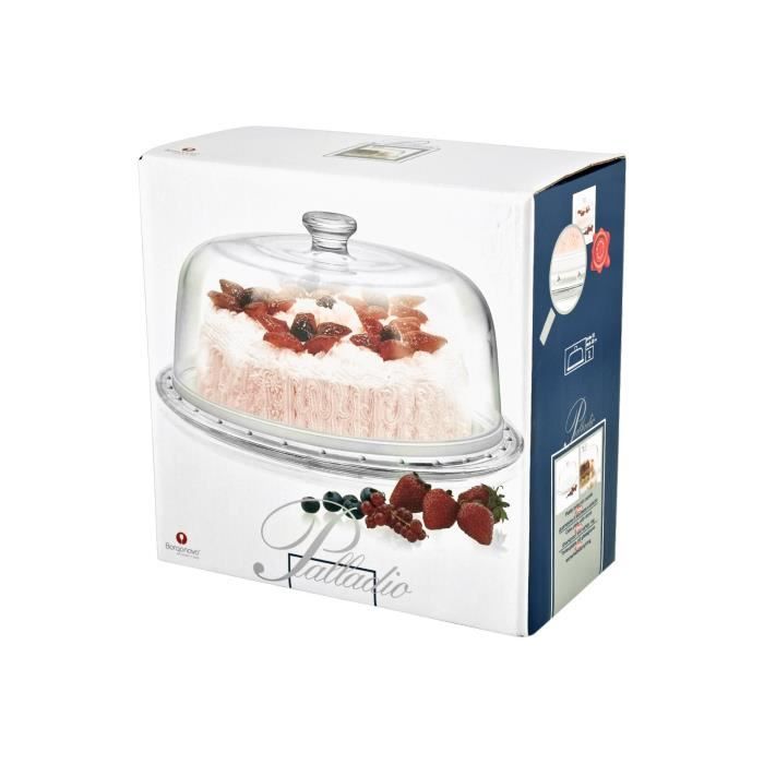 OUTLET Borgonovo Plat à Tarte Verre avec Couvercle Tourtière Palladium cm 31 pour Aliments en Lave-Vaisselle Verre Transparent