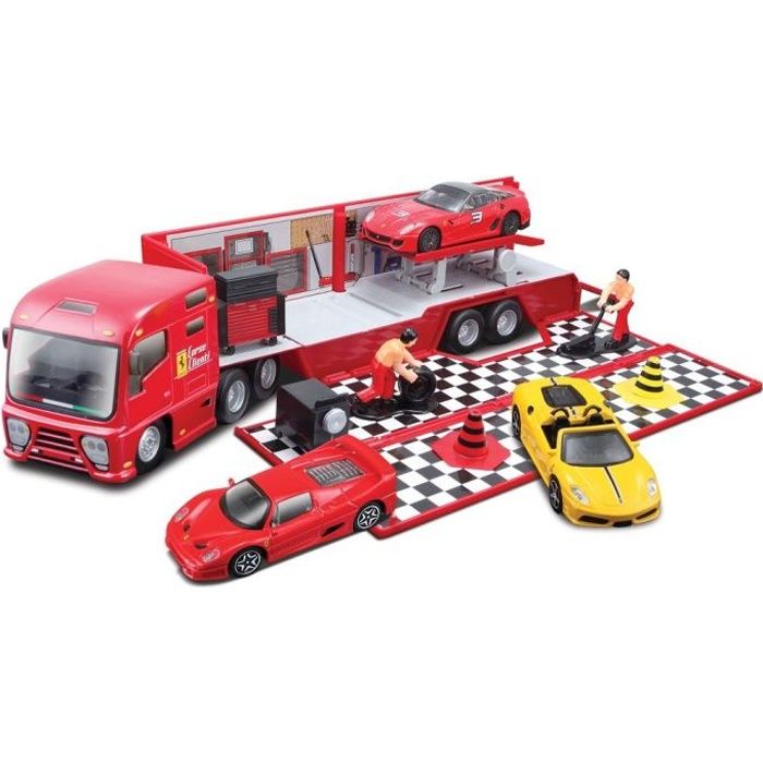 BURAGO Camion Ferrari Race & Play - Stand de course - A1101817 - Véhicules miniatures