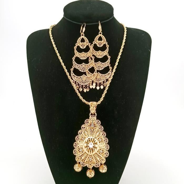 Diademe D5476 Ornements de mariage arabe musulman ensemble ornements de cheveux féminins collier boucles d'oreilles ensemble algérie