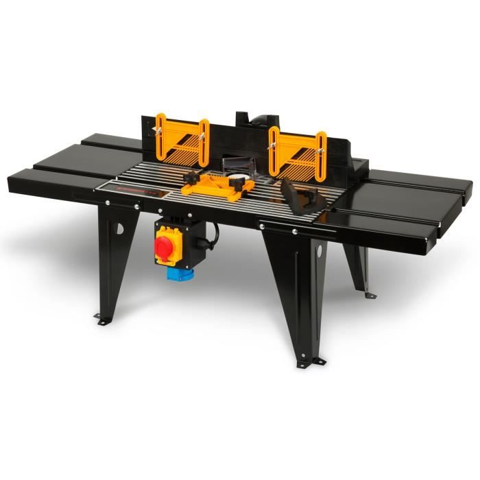 EBERTH Table de fraisage pour défonceuse (870x330 mm Table de travail, 280mm de Hauteur, Extensions, Interrupteur de securite)