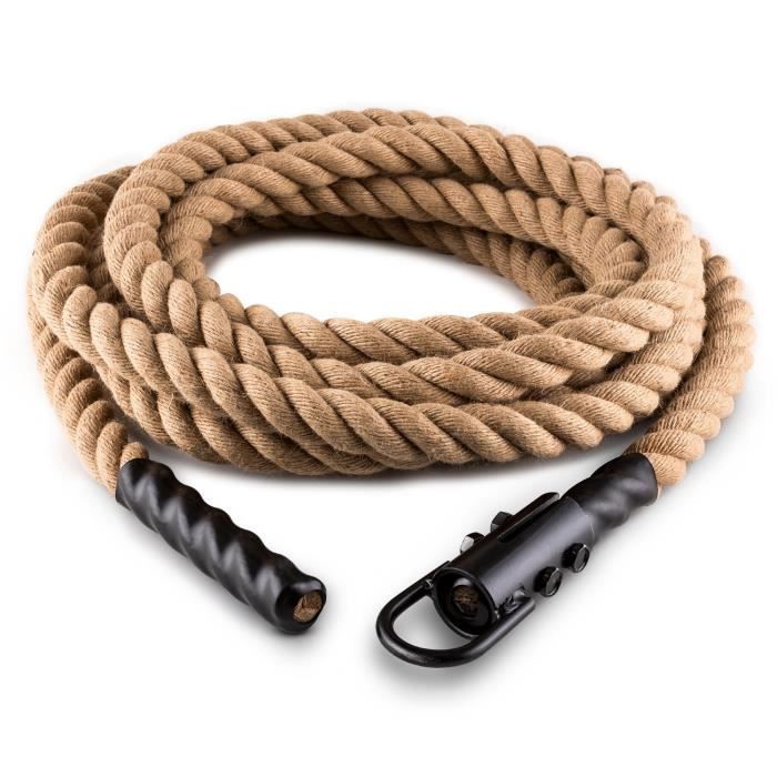 CAPITAL SPORTS Power Rope - Corde cross-training de musculation / fitness en chanvre ( 15m , crochets de fixation plafond inclus)