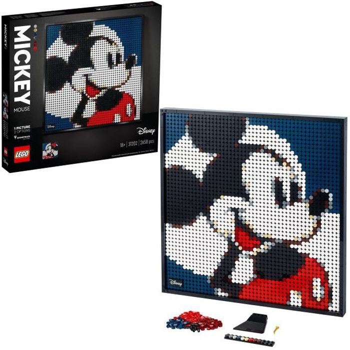 LEGO® Art 31202 Disney's Mickey Mouse Set de loisirs créatifs pour les adultes et tableau de décoration mural
