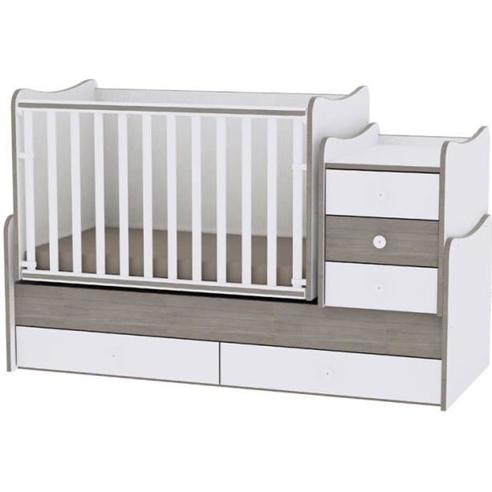 Lit bébé évolutif combiné - lit à barreaux - chambre bébé Maxi Plus