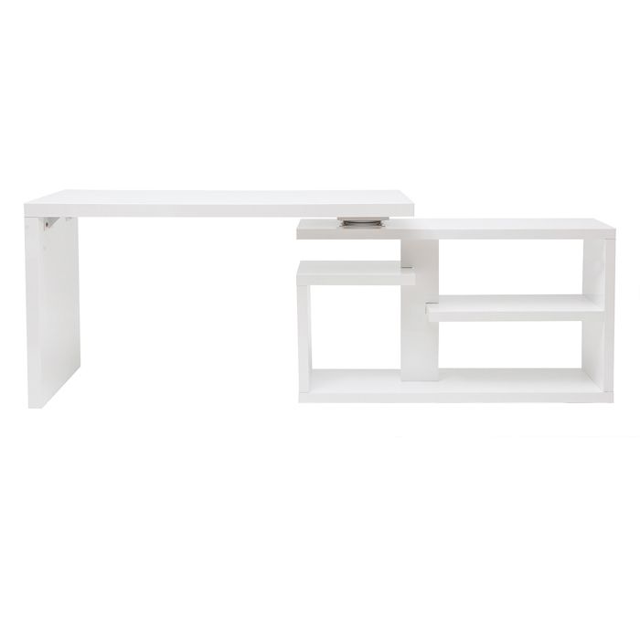 Miliboo - Bureau design pivotant laqué blanc brillant L140 cm HALTON