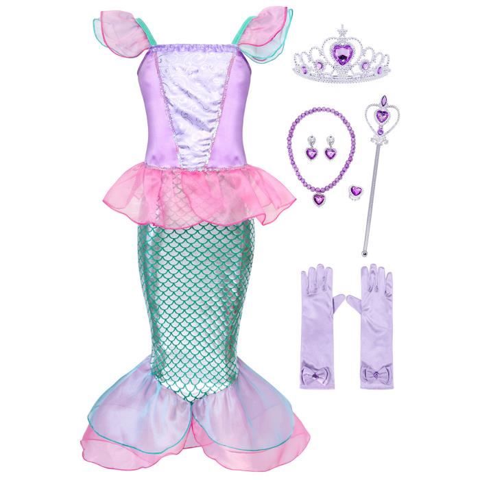 AmzBarley Fille Déguisement Robe Princesse Enfant Carnaval Fête Noël Anniversaire Halleween Cosplay Robe avec Accessoires