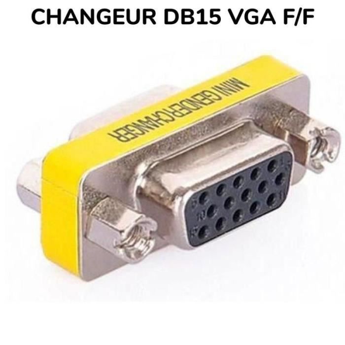 ADAPTATEUR CHANGEUR DE GENRE DB15 VGA FEMELLE/FEMELLE