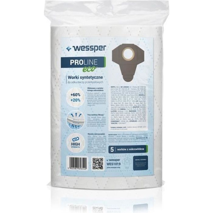 Sacs d'aspirateur pour Parkside PNTS 1300 A1 5 pièces, synthétique