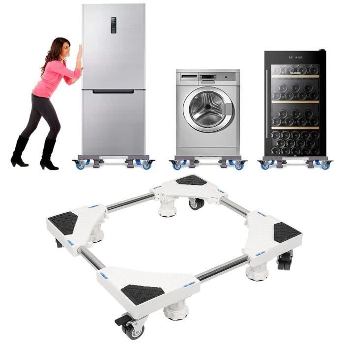HSTURYZ Base de Machine à Laver, Socle Lave-Linge Roulettes, Support Pour Réfrigérateur Réglable 47-69cm Charge 150 kg