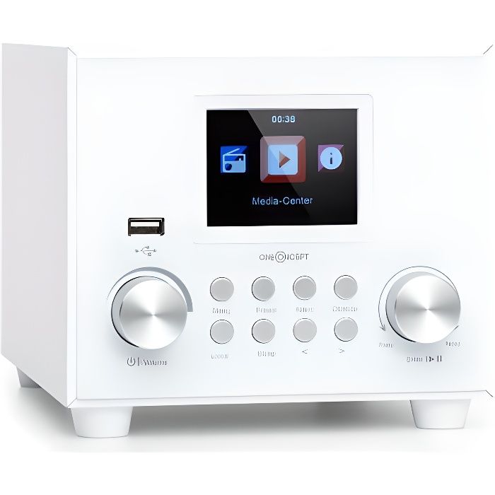 oneConcept Streamo Cube Radio internet WiFi - Streaming 14000 stations mondiales - Bluetooth , port USB & entrée AUX - Blanche