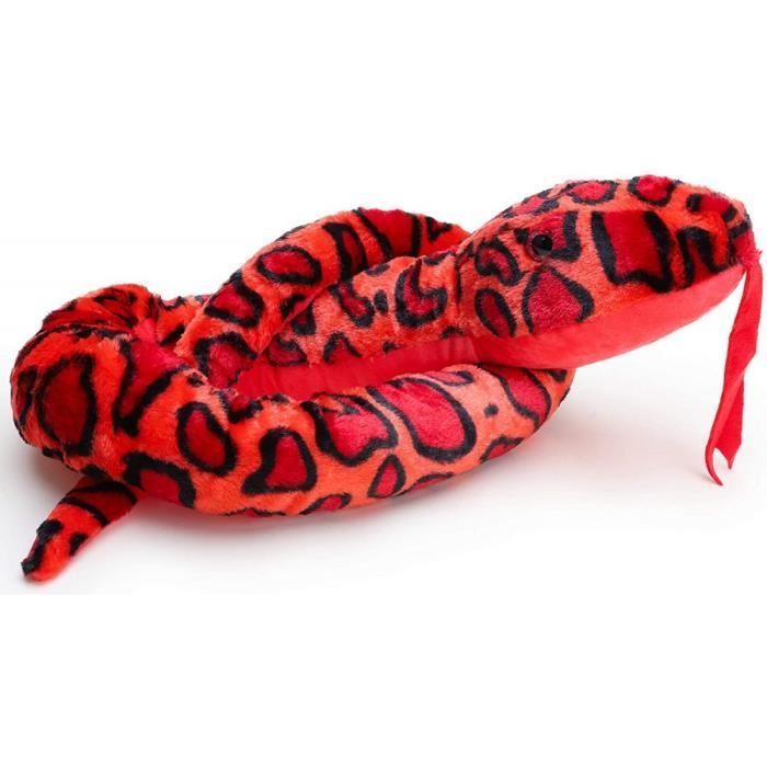 Peluche XXL Anaconda rouge 213cm - Grand Serpent En Peluche de 2 Metres 13 de long Enfant - Grand Animal exotique
