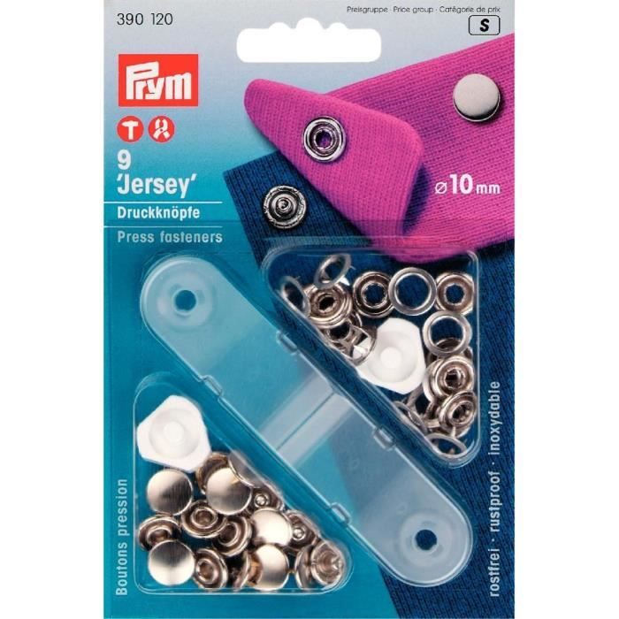 PRYM Boutons Pression Jersey 10 mm Calotte Argenté