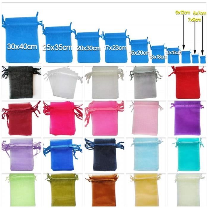 100 Pièces (Bleu Royal) Sachets Pochettes Sac Organza Cadeau Luxueux Poche Bijoux Mariage - 5x7cm-100pcs