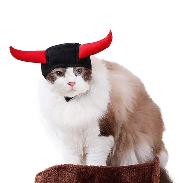 Halloween Pet Costume Bull Horn décoration Pet Head Coque Puppy Kitten Hat Foulard Pet Costume Party Accessoire N