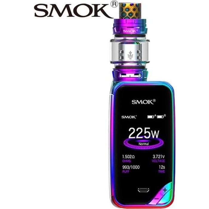 Cigarette electronique SMOK X-Priv 225W Kit TC+8ml TFV12 Prince Atomiseur Grosse Vapeur Kit Sans Batterie,Rainbow