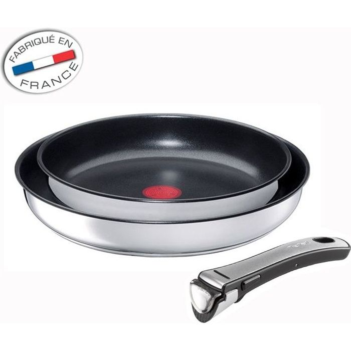 TEFAL INGENIO INOX GOURMET 2 poêles 24/28cm + 1
