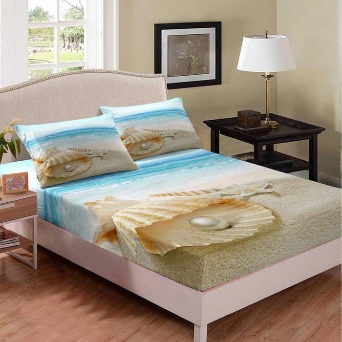 Housse De Couette 220x240cm Feuilles Blanches Imprimé En Microfibre Avce 2 Taies D'oreillers