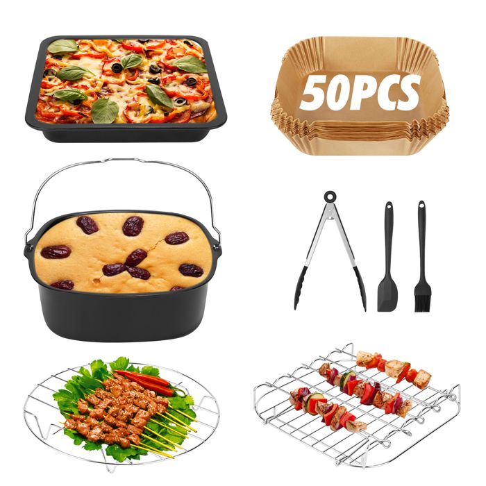 Kit De 19 Accessoires Pour Friteuse Cosori Turbo Tower Pro - Moules, Grilles, Tapis Silicone - Sans BPA, Compatibles 6,5L Et 4,3L