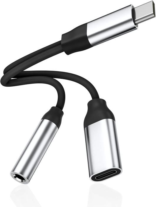 Adaptateur Prise Casque USB C vers 3,5 mm, 4 en 1 USB C vers Prise