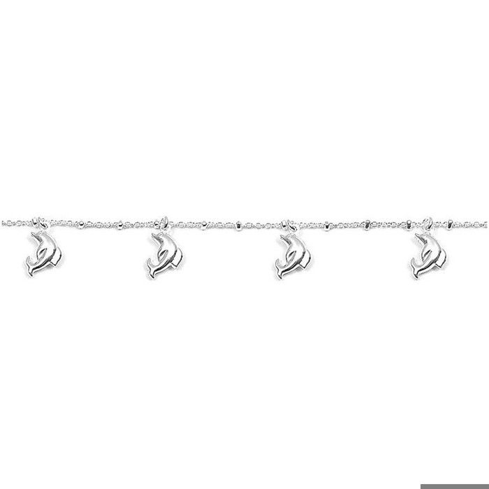 Chaîne de cheville pendant dauphin 25 cm argent massif 925°°°garanti