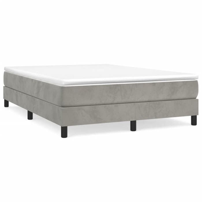 Cadre de lit - 2 personnes - Gris clair 140x200 cm - Velours LL149425
