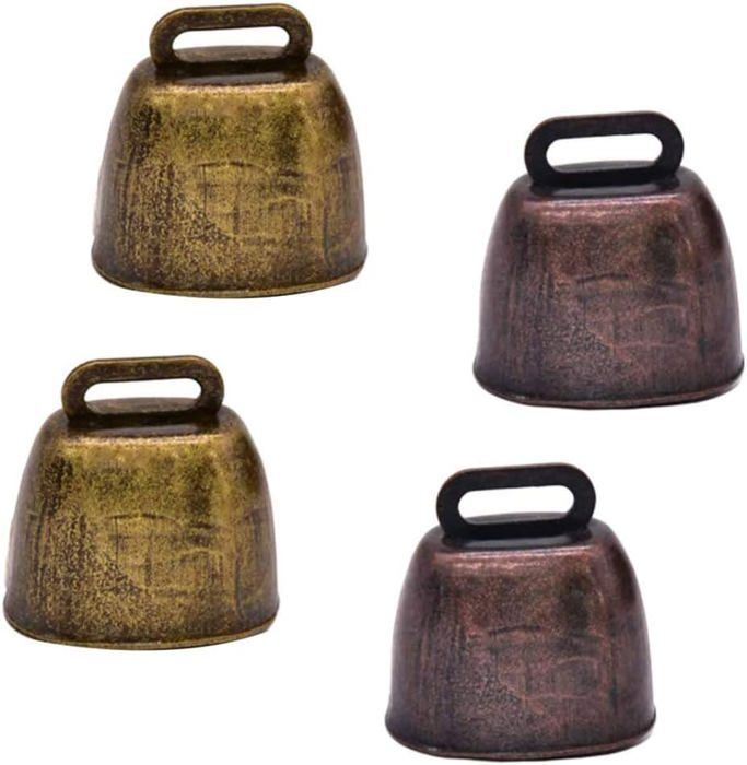 4 Pcs Cloche De Vache en Métal Clochettes De Cuivre Shepherd De Bell Cloche De Vache Ferme De Bell Agriculture Accessoires de