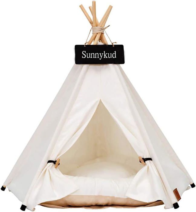 Meilleurs prix pour Tente pour animaux de compagnie - Sunnykud - Tipi - Coussin lavable - Coton respirant - Dimensions S/M/L